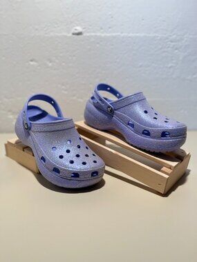CROCS Women's Classic Platform Glitter Clogs